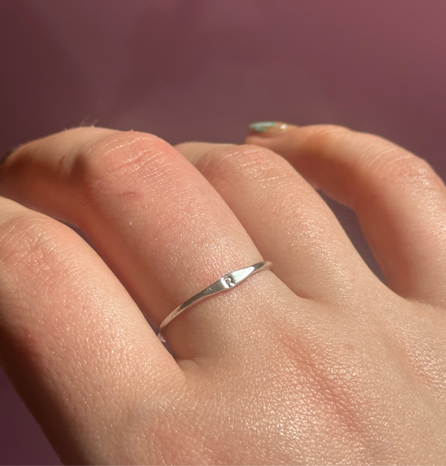 Mini Sterling Silver signet initial Ring