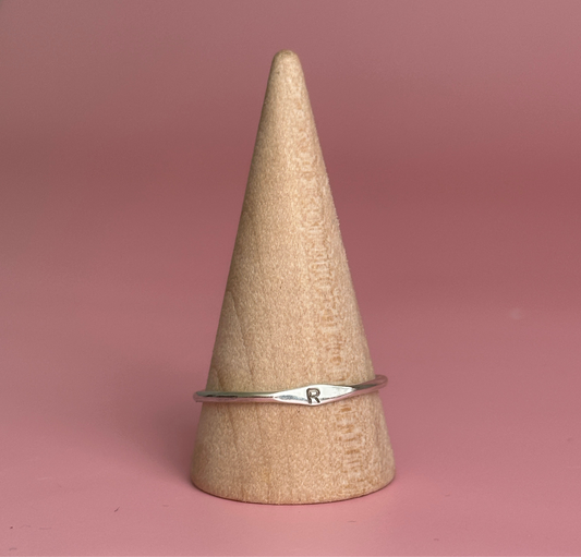 Mini Sterling Silver signet initial Ring